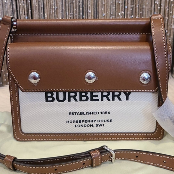 🔥BURBERRY HORSEFERRY MINI CANVAS & LEATHER BAG! - Picture 9 of 14